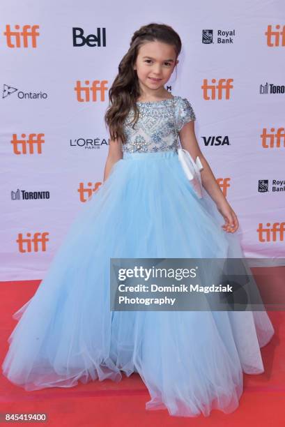 Child actress Brooklynn Prince attends the "The Florida Project" premiere at the Ryerson Theatre on September 10, 2017 in Toronto, Canada.