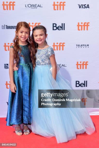 Child actresses Brooklynn Prince and Valeria Cotto attend the "The Florida Project" premiere at the Ryerson Theatre on September 10, 2017 in Toronto,...