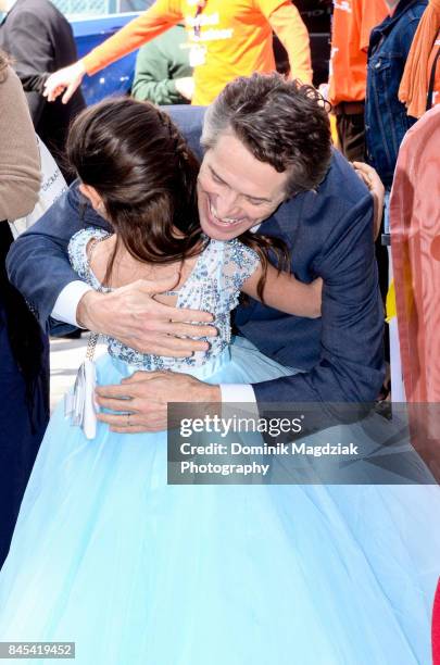 Child actress Brooklynn Prince and actor William Dafoe attend the "The Florida Project" premiere at the Ryerson Theatre on September 10, 2017 in...