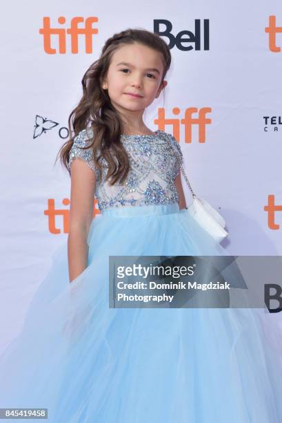 Child actress Brooklynn Prince attends the "The Florida Project" premiere at the Ryerson Theatre on September 10, 2017 in Toronto, Canada.