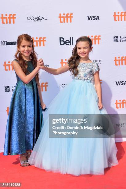 Child actresses Brooklynn Prince and Valeria Cotto attend the "The Florida Project" premiere at the Ryerson Theatre on September 10, 2017 in Toronto,...
