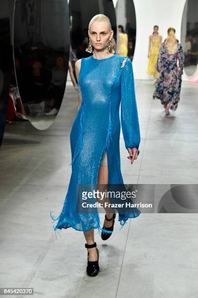 Andreja Pejic walks the runway for Prabal Gurung fashion show during New York Fashion Week: The Shows at Gallery 2, Skylight Clarkson Sq on September...