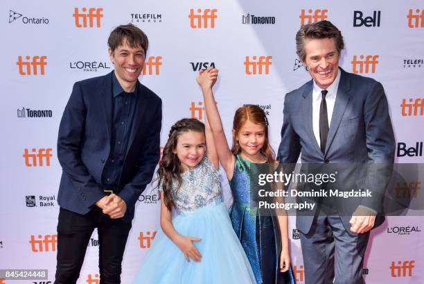 Filmmaker Sean Baker, child actresses Brooklynn Prince, Valeria Cotto and actor William Dafoe attend the "The Florida Project" premiere at the...