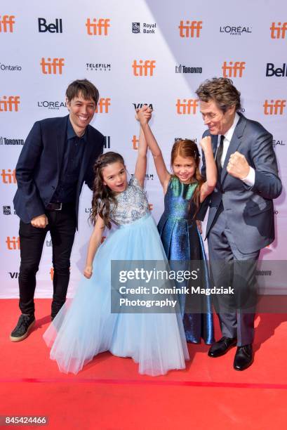 Filmmaker Sean Baker, child actresses Brooklynn Prince, Valeria Cotto and actor William Dafoe attend the "The Florida Project" premiere at the...