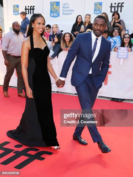 Actor Idris Elba and guest attend the premiere of "The Mountain Between Us" during the 2017 Toronto International Film Festival at Roy Thomson Hall...