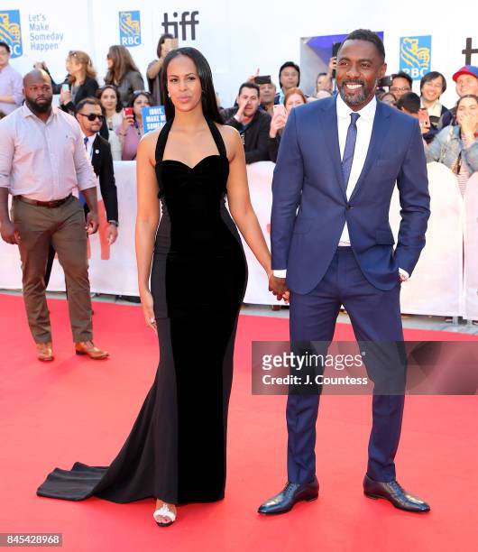 Actor Idris Elba and guest attend the premiere of "The Mountain Between Us" during the 2017 Toronto International Film Festival at Roy Thomson Hall...