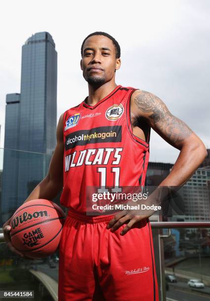 Bryce Cotton of the Wildcats poses during the 2017/18 NBL and WNBL Season Launch at Crown Towers on September 11, 2017 in Melbourne, Australia.