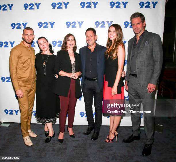 Nico Tortorella, Debi Mazar, Miriam Shor, Darren Star, Sutton Foster and Peter Hermann attend A Conversation With The Cast Of "Younger" at 92nd...