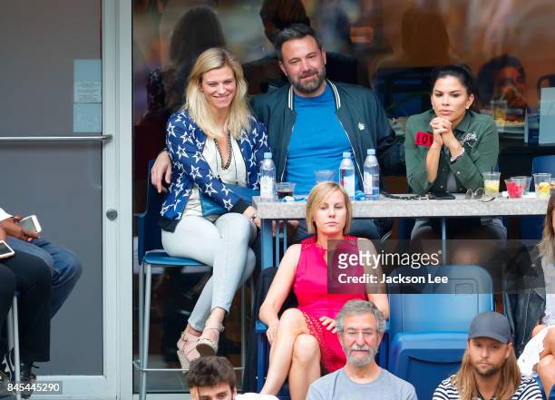 Ben Affleck and Lindsay Shookus attend the 2017 US Open Tennis Championships at Arthur Ashe Stadium on September 10, 2017 in New York City.