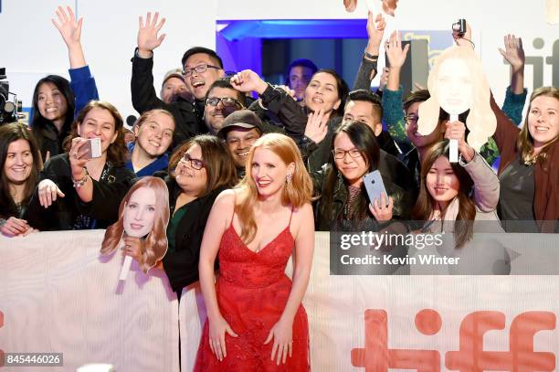 Jessica Chastain attends the "Woman Walks Ahead" premiere during the 2017 Toronto International Film Festival at Roy Thomson Hall on September 10,...