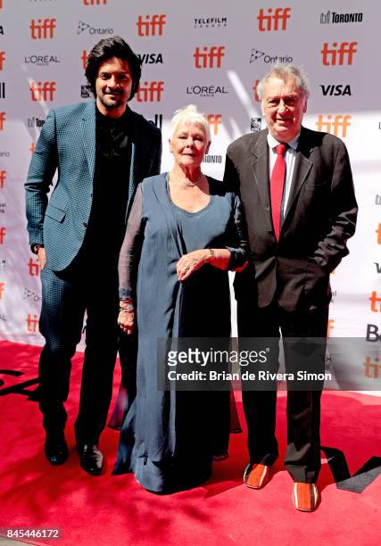 Actors Ali Fazal, Judi Dench, and Stephen Frears attend the "Victoria & Abdul" premiere during the 2017 Toronto International Film Festival at...