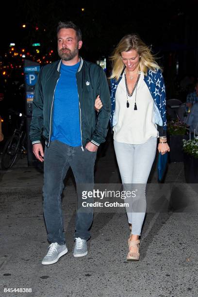 Ben Affleck and Lindsay Shookus are seen in the Upper West Side on September 10, 2017 in New York City.