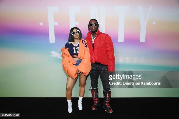 Rappers Cardi B and Offset of Migos attend the FENTY PUMA by Rihanna Spring/Summer 2018 Collection at Park Avenue Armory on September 10, 2017 in New...