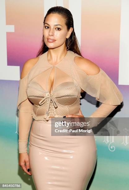 Model Ashley Graham attends the Fenty Puma by Rihanna show during New York Fashion Week at the 69th Regiment Armory on September 10, 2017 in New York...