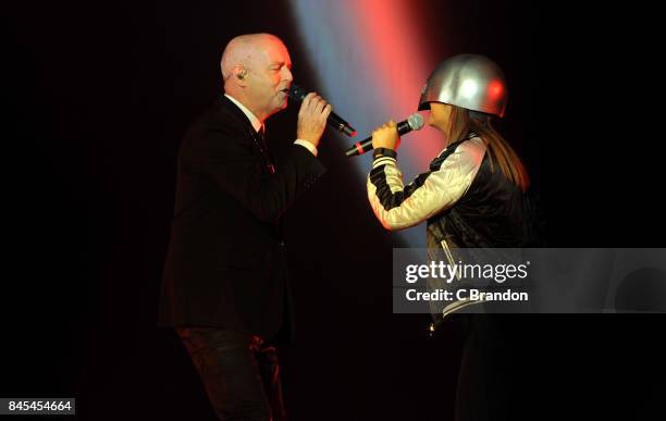 Neil Tennant of Pet Shop Boys headlines on The Castle Stage during Day 4 of Bestival at Lulworth Castle on September 10, 2017 in Wareham, England.