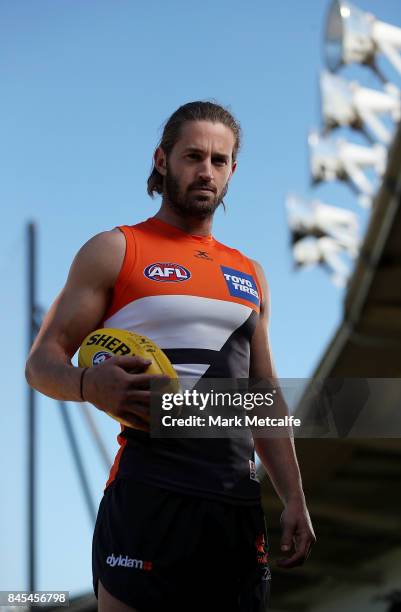 Callan Ward of the Giants poses during the Greater Western Giants AFL training session at Spotless Stadium on September 11, 2017 in Sydney, Australia.