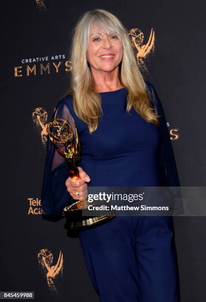 Joy Zapata poses in the press room at the 2017 Creative Arts Emmy Awards at Microsoft Theater on September 10, 2017 in Los Angeles, California.