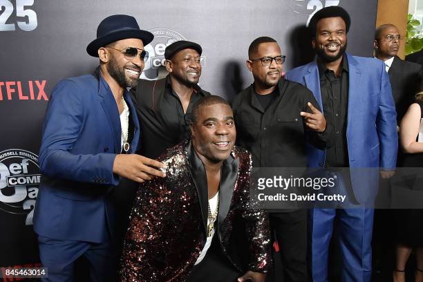 Mike Epps, Joe Torry, Martin Lawrence, Craig Robinson and Tracy Morgan attend Netflix Presents Def Comedy Jam 25 at The Beverly Hilton Hotel on...