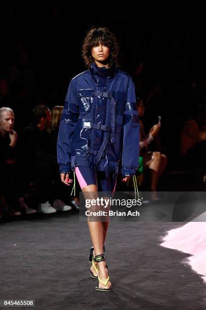 Mica Arganaraz walks the runway wearing Look 1 at the FENTY PUMA by Rihanna Spring/Summer 2018 Collection at Park Avenue Armory on September 10, 2017...