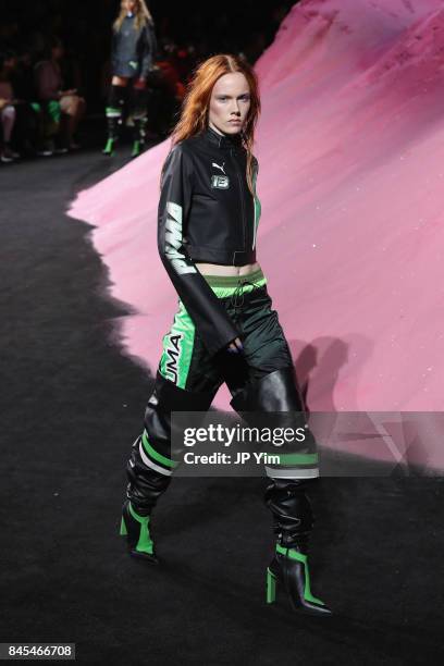 Kiki Willems walks the runway wearing Look 45 at the FENTY PUMA by Rihanna Spring/Summer 2018 Collection at Park Avenue Armory on September 10, 2017...