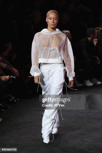 Adwoa Aboah walks the runway wearing Look 30 at the FENTY PUMA by Rihanna Spring/Summer 2018 Collection at Park Avenue Armory on September 10, 2017...