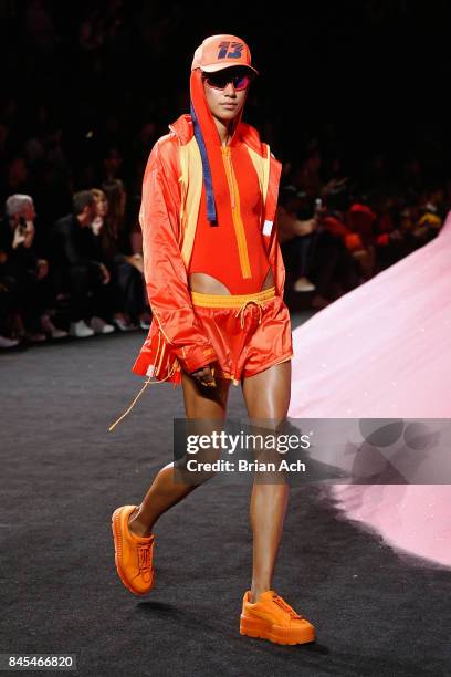 Dilone the runway wearing Look 26 at the FENTY PUMA by Rihanna Spring/Summer 2018 Collection at Park Avenue Armory on September 10, 2017 in New York...