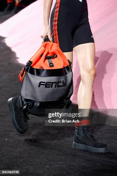 Model walks the runway wearing Look 20 at the FENTY PUMA by Rihanna Spring/Summer 2018 Collection at Park Avenue Armory on September 10, 2017 in New...