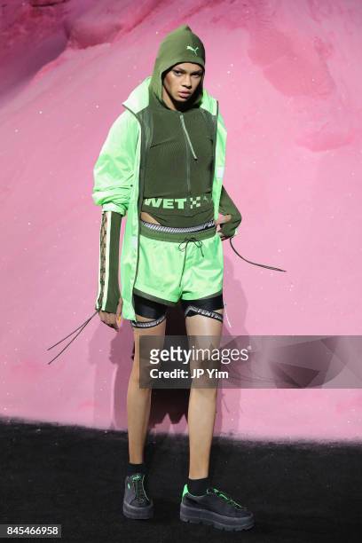 Hiandra Martinez walks the runway wearing Look 36 at the FENTY PUMA by Rihanna Spring/Summer 2018 Collection at Park Avenue Armory on September 10,...
