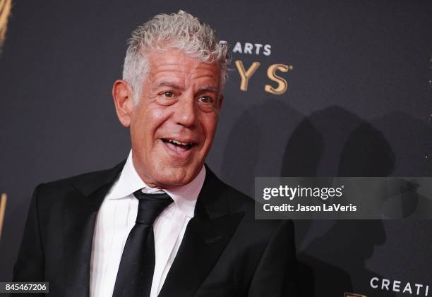 Anthony Bourdain attends the 2017 Creative Arts Emmy Awards at Microsoft Theater on September 9, 2017 in Los Angeles, California.