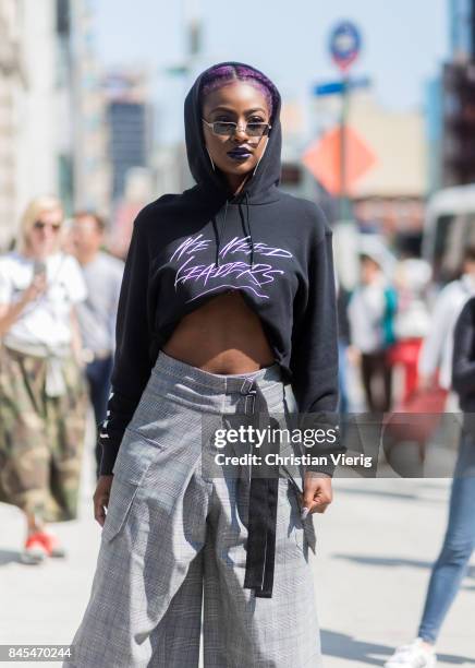 Justine Skye seen in the streets of Manhattan outside Public School during New York Fashion Week on September 10, 2017 in New York City.