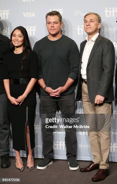 Hong Chau, Matt Damon, Christoph Waltz attend 'Downsizing' photo call during the 2017 Toronto International Film Festival at Tiff Lightbox on...