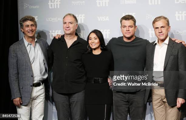 Writer/director/producer Alexander Payne, screenwriter Jim Taylor, Hong Chau, Matt Damon, Christoph Waltz attend 'Downsizing' photo call during the...