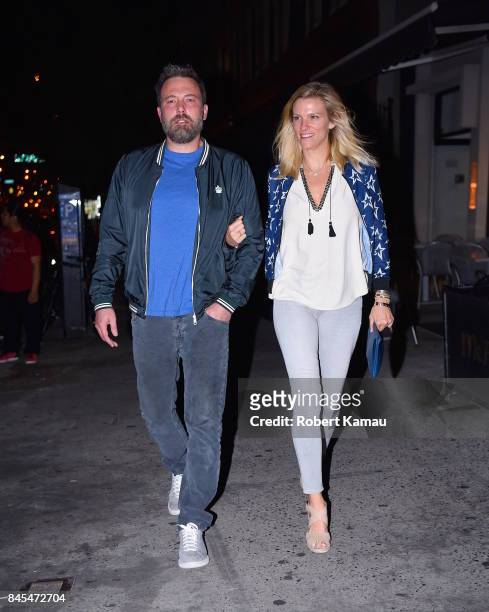 Ben Affleck and girlfriend Lindsay Shookus step out for dinner in Manhattan on September 10, 2017 in New York City.