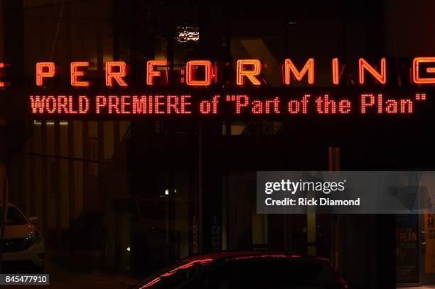 General view of atmosphere - Marquee Signage during the World Premiere of "Part of the Plan," featuring the music of Dan Fogelberg at Tennessee...