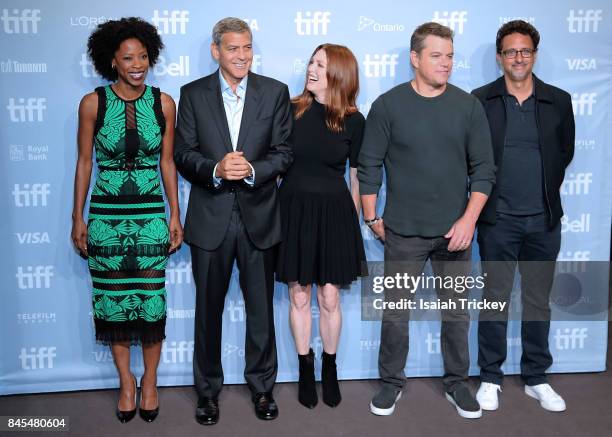 Actress Karimah Westbrook, writer/director/producer George Clooney, actors Julianne Moore, Matt Damon and writer/producer Grant Heslov attend the...