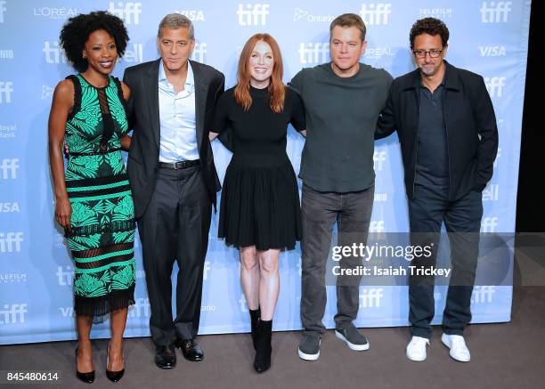 Actress Karimah Westbrook, writer/director/producer George Clooney, actors Julianne Moore, Matt Damon and writer/producer Grant Heslov attend the...