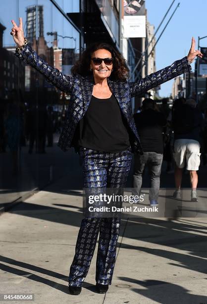 Diane Von Furstenburg is seen outside the DVF show during New York Fashion Week: Women's S/S 2018 on September 10, 2017 in New York City.