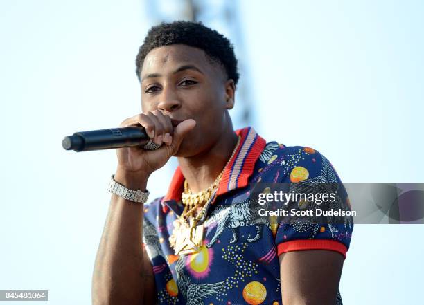 Rapper Youngboy performs onstage during the Day N Night Festival at Angel Stadium of Anaheim on September 10, 2017 in Anaheim, California.