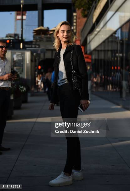 Model Maartje Verhoef is seen outside the DVF show during New York Fashion Week: Women's S/S 2018 on September 10, 2017 in New York City.