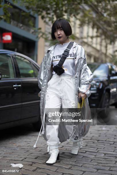 Serian Heu is seen attending Mansur Gavriel during New York Fashion Week wearing Prada, Vetements on September 10, 2017 in New York City.