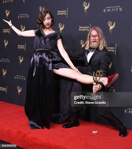 Kristen Schaal poses at the 2017 Creative Arts Emmy Awards - Day 1 - Press Room at Microsoft Theater on September 9, 2017 in Los Angeles, California.