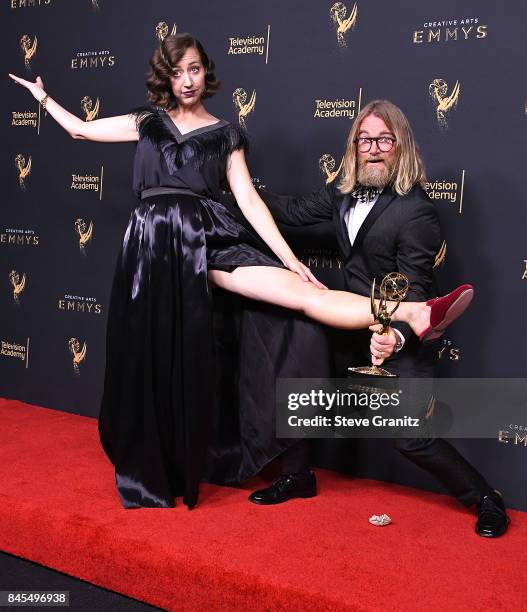 Kristen Schaal poses at the 2017 Creative Arts Emmy Awards - Day 1 - Press Room at Microsoft Theater on September 9, 2017 in Los Angeles, California.