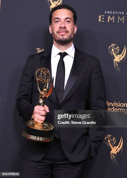 Ezra Edelman poses at the 2017 Creative Arts Emmy Awards - Day 1 - Press Room at Microsoft Theater on September 9, 2017 in Los Angeles, California.