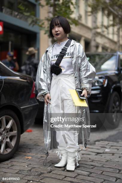 Serian Heu is seen attending Mansur Gavriel during New York Fashion Week wearing Prada, Vetements on September 10, 2017 in New York City.