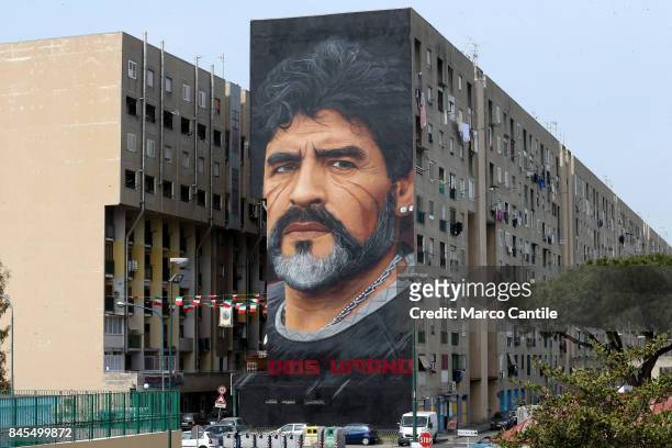 Giant Diego Armando Maradona murals, in the popular neighborhood of San Giovanni a Teduccio, painted by the artist Jorit.