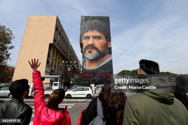 Giant Diego Armando Maradona murals, in the popular neighborhood of San Giovanni a Teduccio, painted by the artist Jorit.