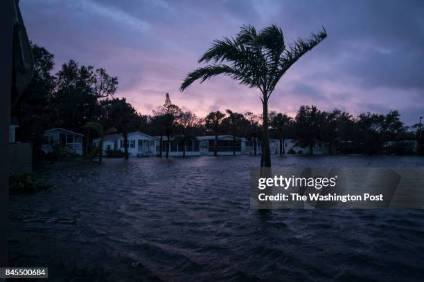 Flood waters surround Palm Lake RV Resort as Hurricane Irma works its way up the west Florida coast in Bonita Springs, Fla. On Sunday, Sept 10, 2017.