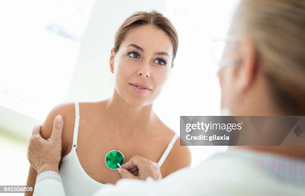 auscultating procedure - emphysema stock pictures, royalty-free photos & images