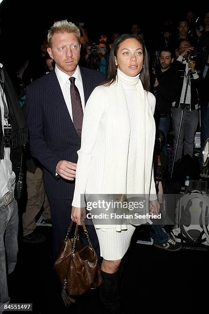 Boris Becker and Lilly Kerssenberg attend the Lala Berlin fashion show during the Mercedes Benz Fashion Week A/W 2009 at Bebelplace on January 29,...