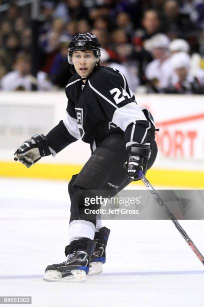 Alexander Frolov of the Los Angeles Kings skates up ice during the second period against the Chicago Blackhawks at the Staples Center on January 29,...